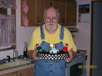 OLD Guy with Geni made Cake