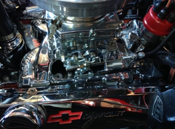 Engine in Bill KC7JK's 37 Ford Coupe (Chev Engine) 