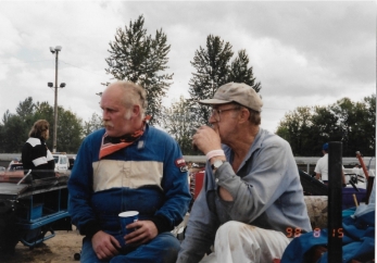 Dad & I at Willamette Speedway in Lebanon, Oregon 1997 Dad on right giving me advice just as he has since 1957 <grin> Someday I'll Learn Ha Ha Ha 